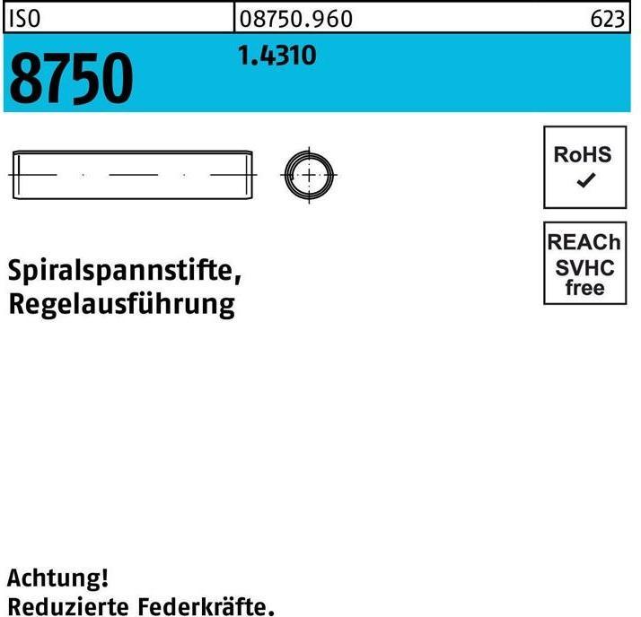 Produktbild Spiralspannstift ISO 8750 5 x 30 1.4310 Regelausf. ISO 8750