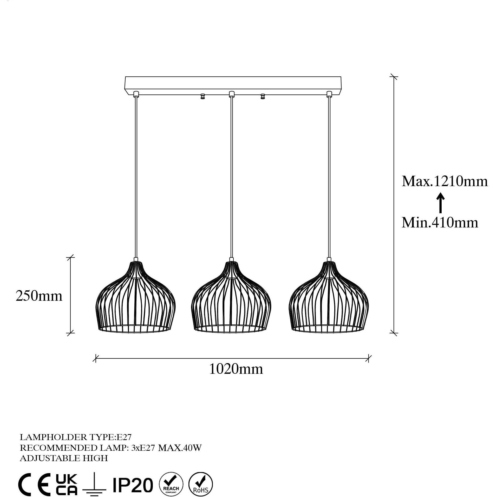 Thumbnail - Opviq, Pendelleuchte, Isaias (E27)