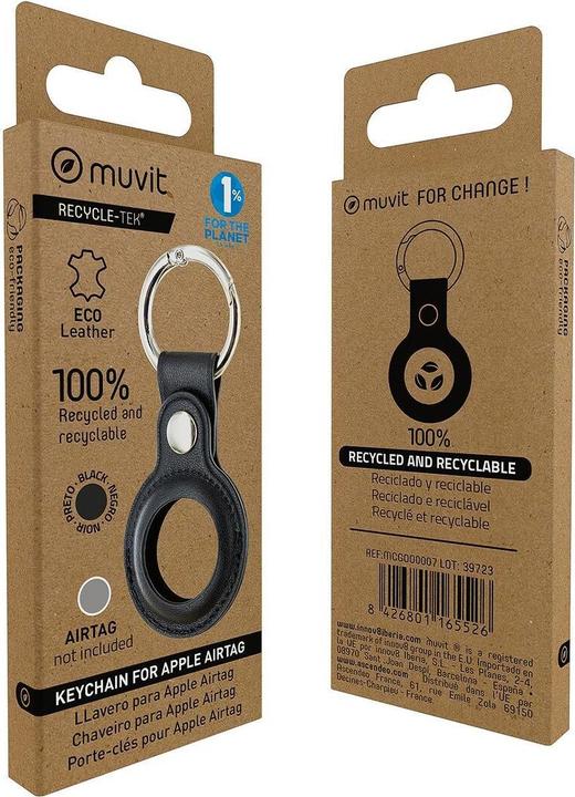 Produktbild Muvit For Change Airtag Black Pu Leather Keychain