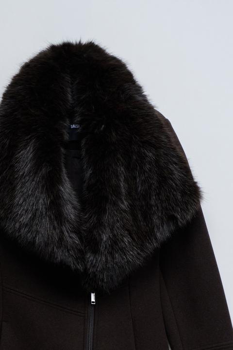 Produktbild Salsa Jeans Wollmantel Wool Coat With Fur Collar