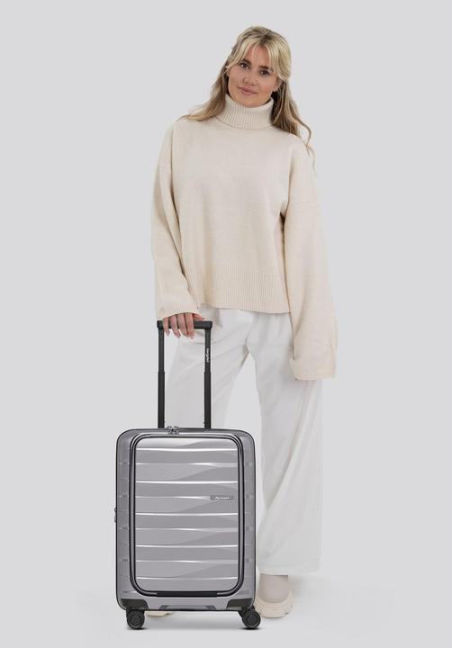 Actual product image Bergpfeil Travel 4 Rollen Kabinentrolley 55 cm Laptopfach mit Dehnfalte (46 l)