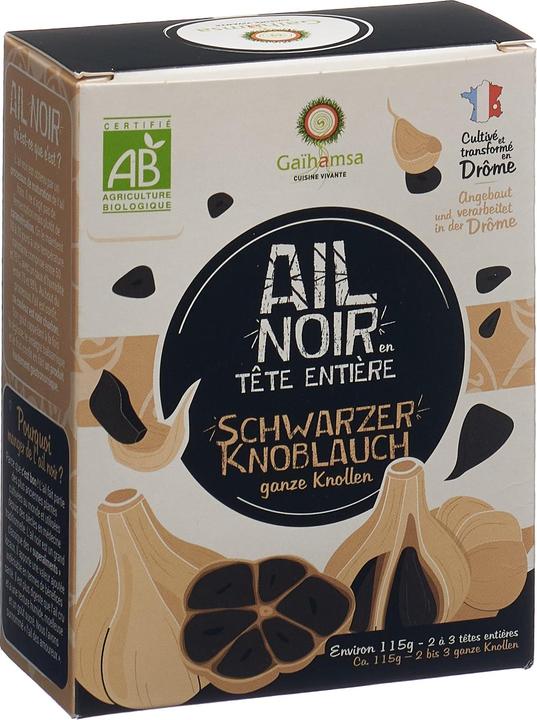 Produktbild Gaïhamsa Schwarzer Knoblauch ganze Köpfe Bio (2 Stück, 131 g)