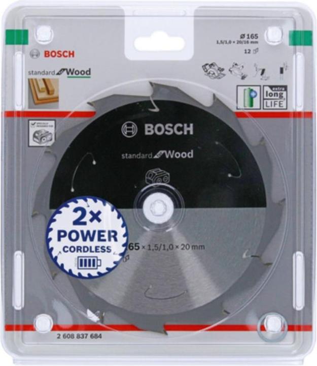 Productafbeelding Bosch Professional Zubehör Cirkelzaagblad Standaard voor hout, 165x1,5/1x20, 12 tanden