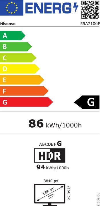 Energie-Label Hisense 55A7100F (55", A7100F, LCD, 4K)