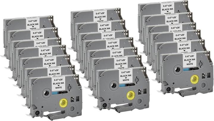 Image du produit G&G 20x Schriftband 12mm x 8m sw ws komp. m. Brother TZe-231 (1.20 cm, Blanc, Noir)