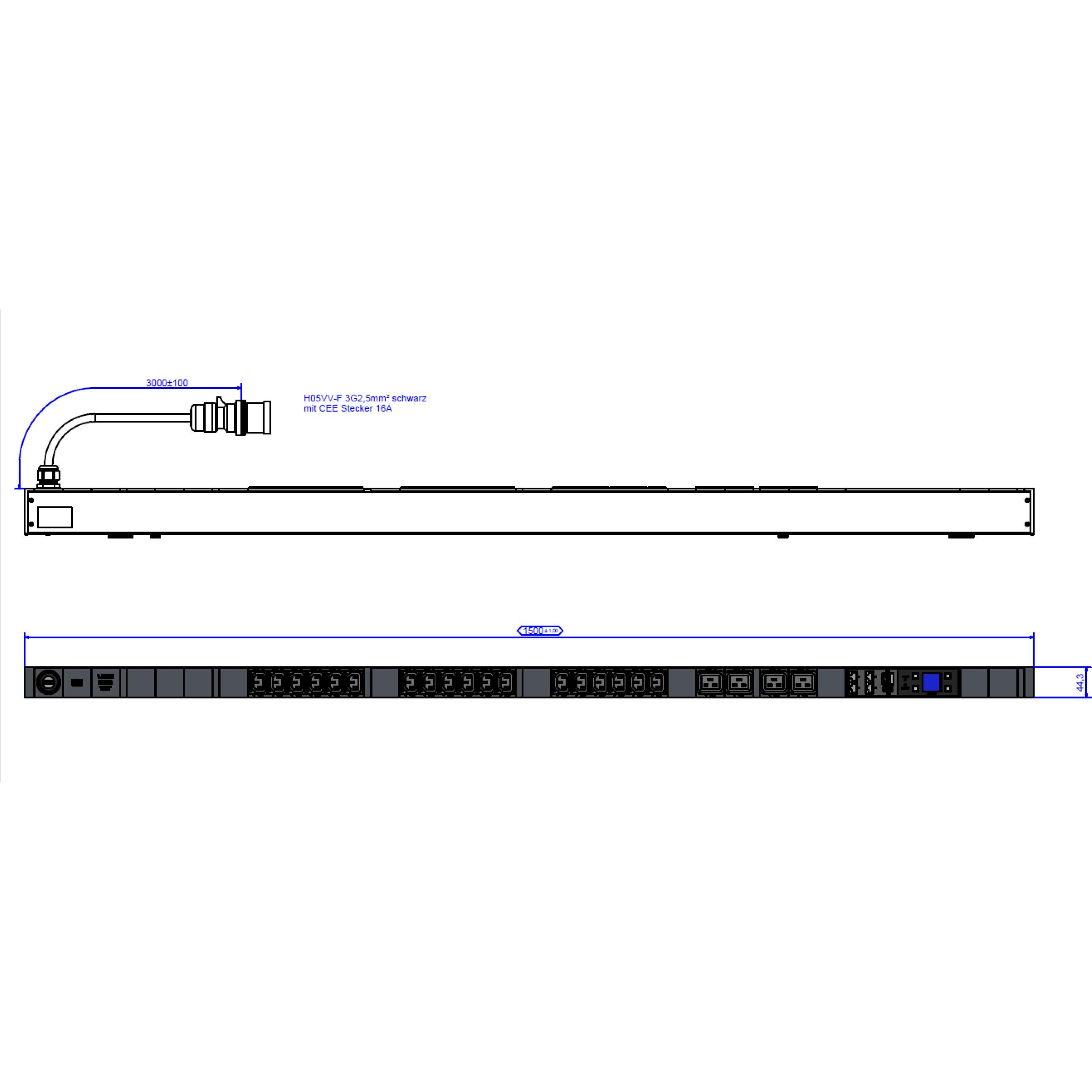 Bachmann BN3500 RCM 18xC13 4xC19 messung p.Sd. H05VV-F 3G 2,5 CEE 3x16A LAN, USV Zubehör