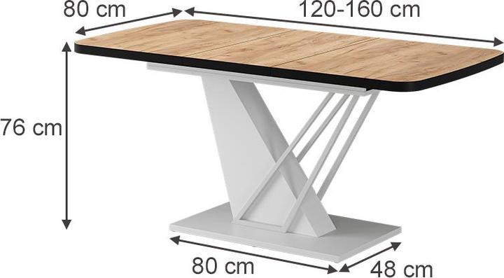 Produktbild Vicco Esstisch Fenaro, Goldkraft Eiche/Weiss/Weiss, 120 x 80 cm ausziehbar