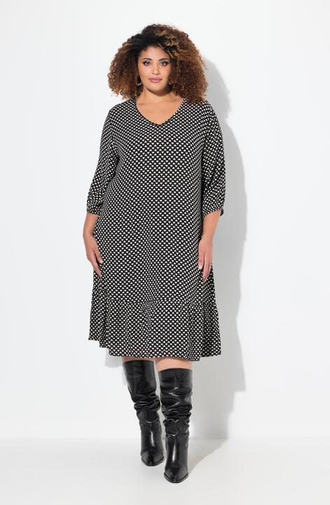 Produktbild Ulla Popken Midikleid, Herzen, A-Linie, V-Ausschnitt, 3/4 Arm (46, 48)