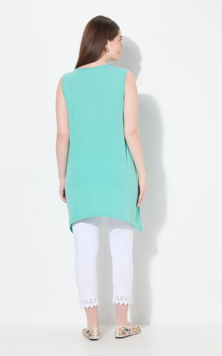 Image du produit Ulla Popken Débardeur long avec base en pointe des deux côtés. Décolleté en V. Coton bio. Coupe évasée (46, 48)