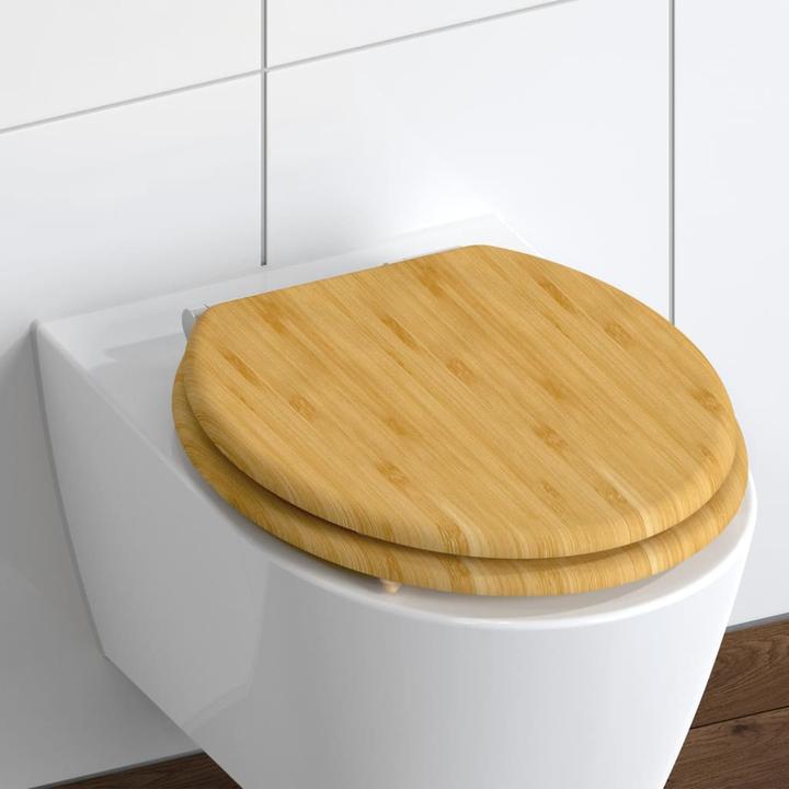Actual product image Schütte WC seat WC seat NATURAL BAMBOO Bamboo soft-close mechanism 81101-A Brown