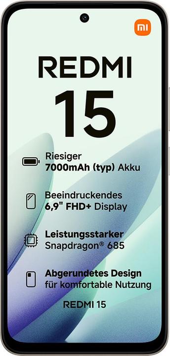 Produktbild Xiaomi Redmi 15 4G (256 GB, Titan Gray, 6.90", Hybrid Dual SIM, 4G)