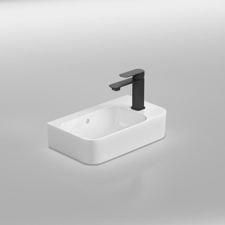 Produktbild Emke Wandwaschbecken 450 x 265 x 156 mm, Rechteckig, Keramik, Hahnloch links, Strahlend weiss (265 mm, 450 mm)