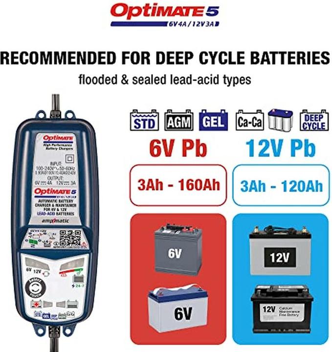 Image du produit Tecmate Optimate 5 Voltmatic Acculader (12V, 6V)