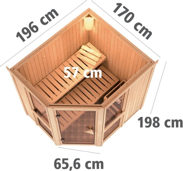 Actual product image Karibu Amelia 1 without roof rim (9 KW external control)