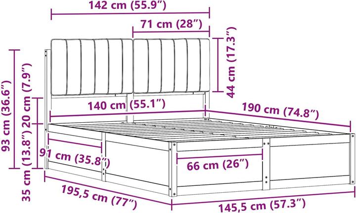 Image du produit vidaXL Holzbett (140 x 190 cm)