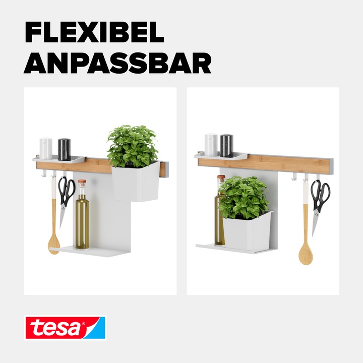 Produktbild tesa Küchenorganizer Kombi-Set S zum Kleben, Montage ohne Bohren