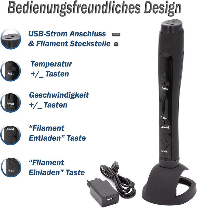 Produktbild KreativKids 3D Stift mit OLED Bildschirm (Schwarz)
