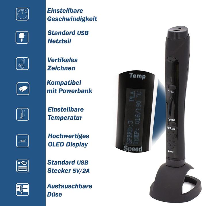 Produktbild KreativKids 3D Stift mit OLED Bildschirm (Schwarz)