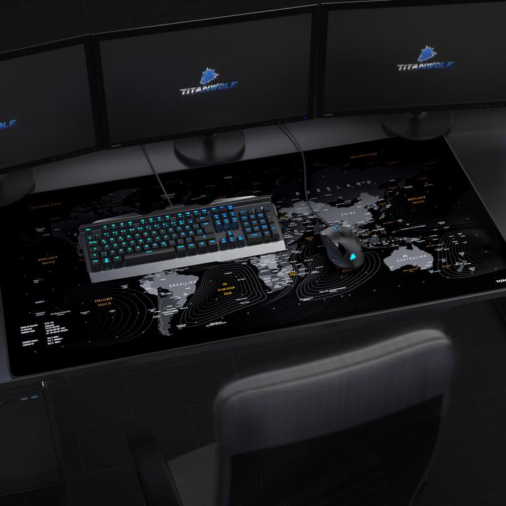 Produktbild Titanwolf Gaming Mauspad, XXXL Speed Mausmatte 1200 x 600 mm, Geschwindigkeit & Präzision, Weltkarte deutsch (L)