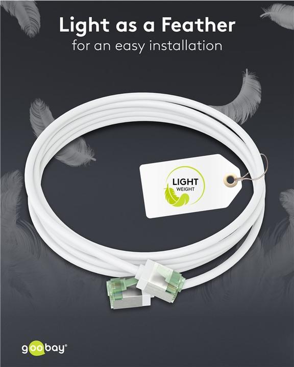 Productafbeelding Goobay Ultraflexibele CAT 8.1 patchkabel, slank, U/FTP, wit (U/FTP, CAT8.1, 5 m)
