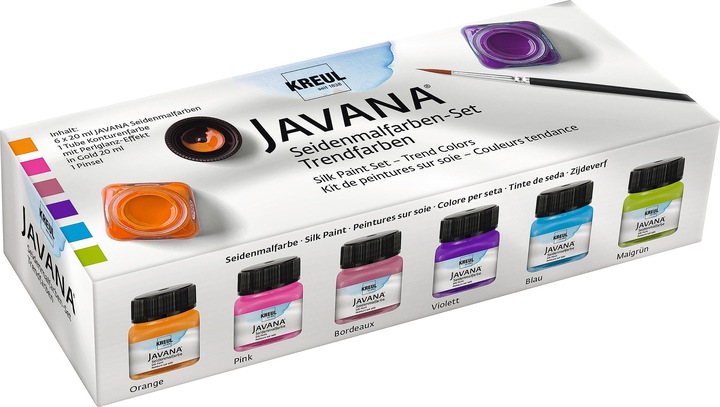 Produktbild Kreul Seidenmalfarben Set (Pink, Violett, Orange, Blau, Gold, Grün, Rot, 140 ml)