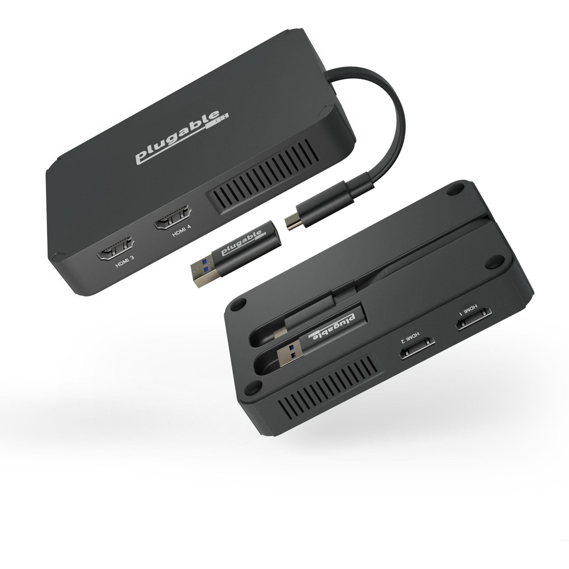Thumbnail - Plugable, Kabelschutz + Kabelführung, USBC USB3 to Quad HDMI Adapter (Kabelkanal)