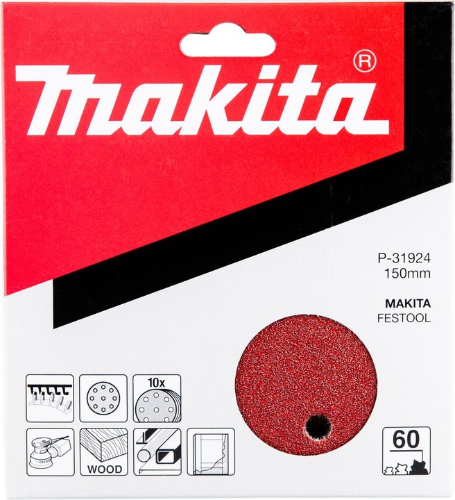Produktbild Makita Ø 150mm Schleifpapier Klett Korn 60 ( 10 Stück ) (60)