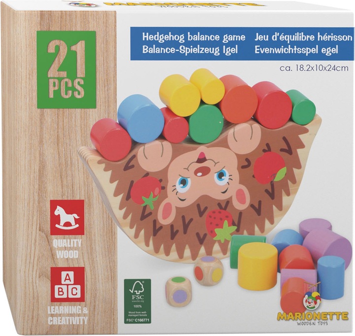 Actual product image Marionette Wooden Toys Balance game of wood hedgehog, 21 pcs.