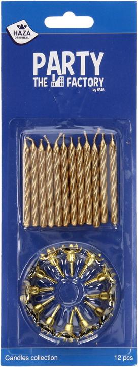 Actual product image Haza Witbaard Cake candles with holder gold, 12 pieces.