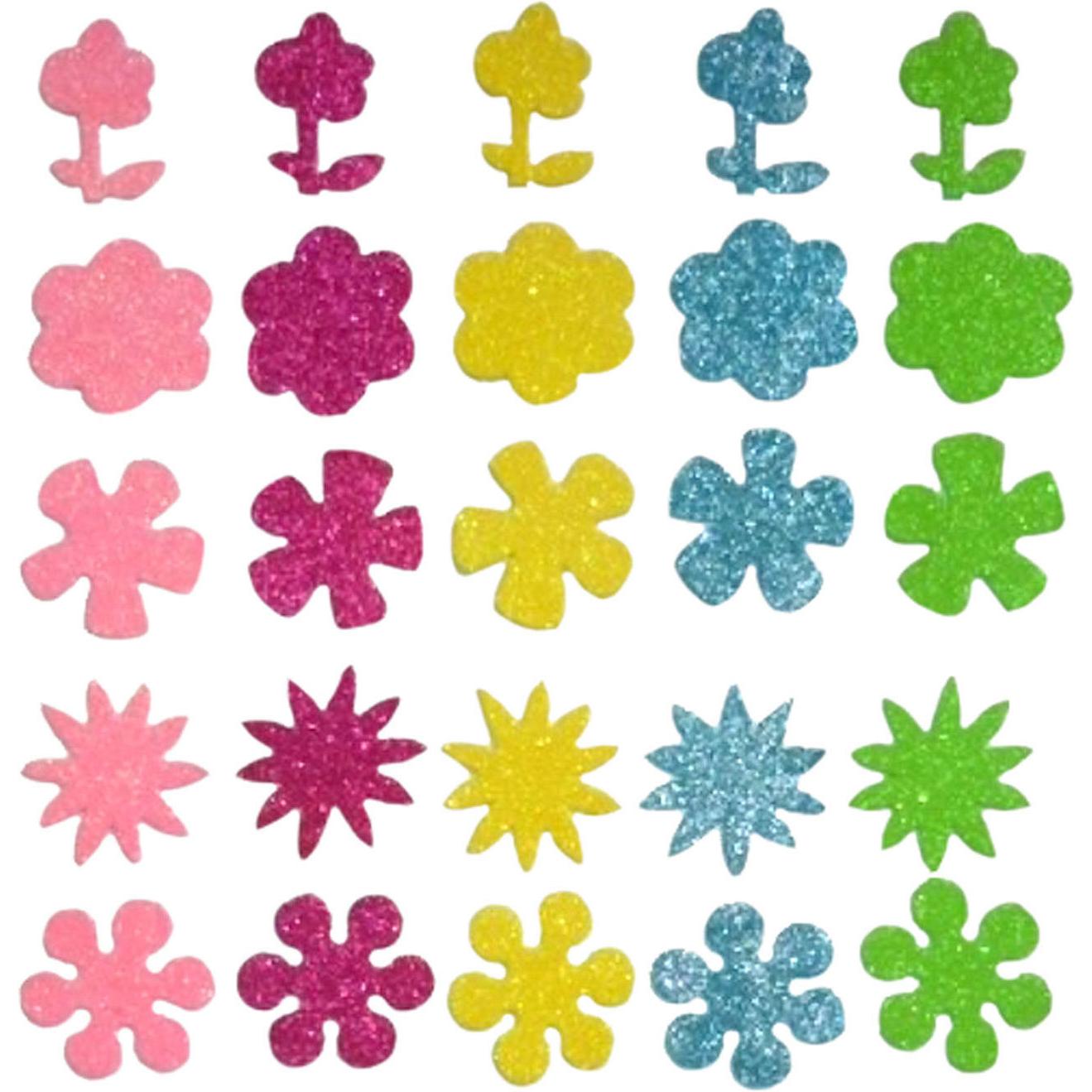 Thumbnail - Haza Witbaard, Sticker, Foamstickers Flowers Glitter, 25.