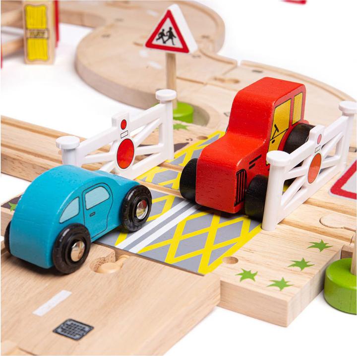 Actual product image Bigjigs Wooden road and train set Countryside, 80 pcs.