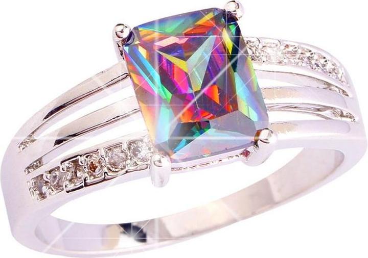 Produktbild Hermex versilberter Ring mit Regenbogen Topas - Gr. 57 / Size 8 (8)