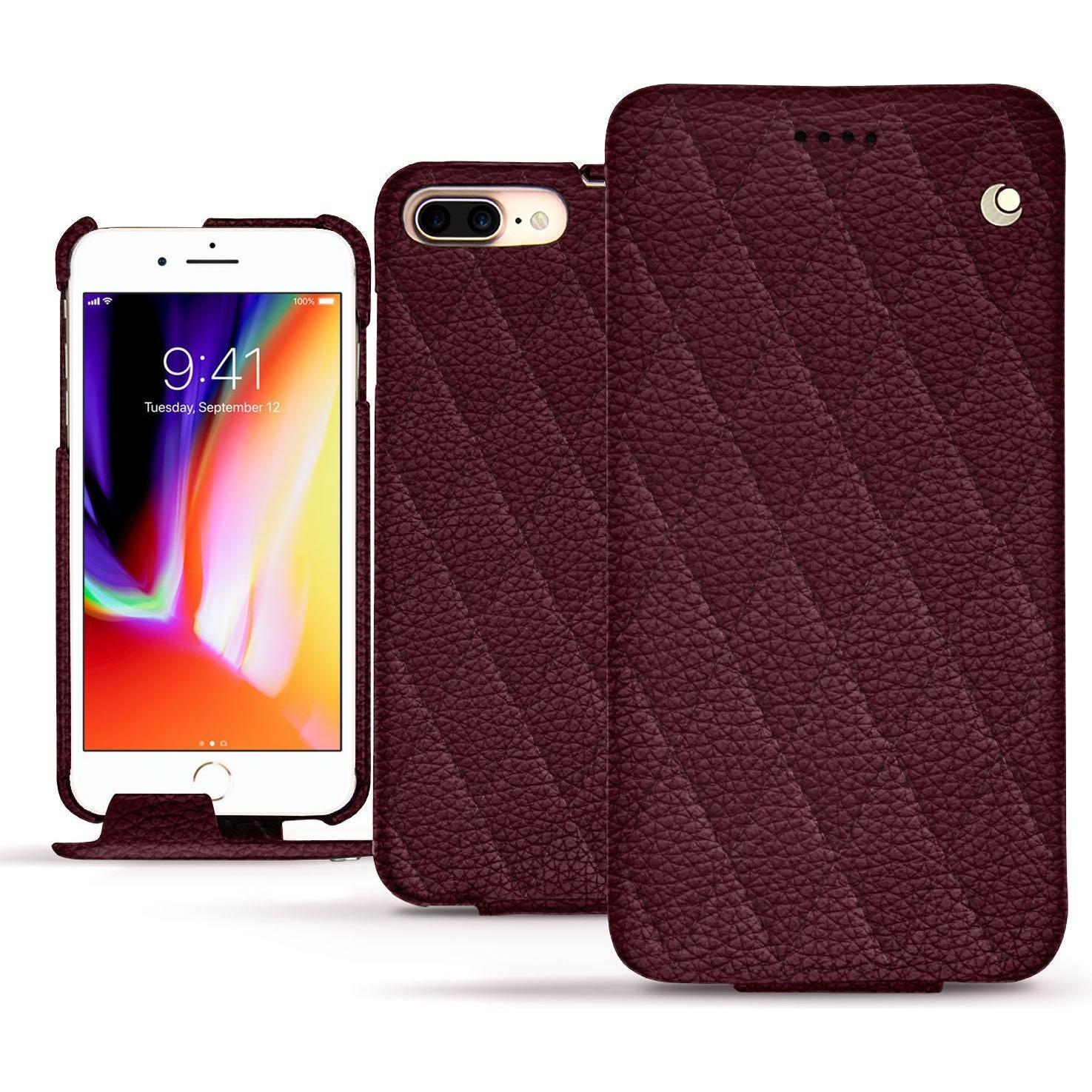 Noreve Lederschutzhülle vertikal (Apple iPhone 8 Plus), Smartphone Hülle, Violett