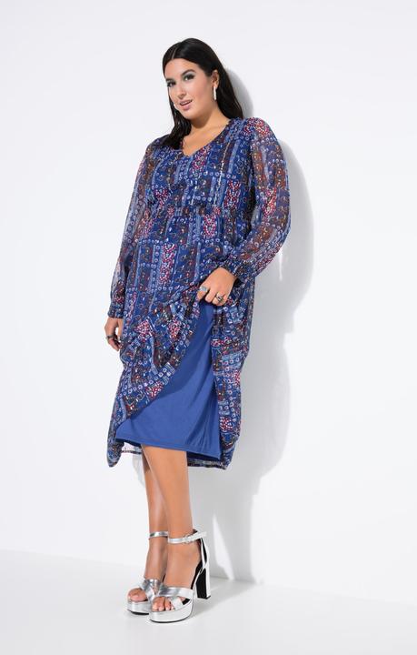 Produktbild Studio Untold Chiffon-Midikleid, Patchprint mit Glitzer, Saumvolant (54, 56)