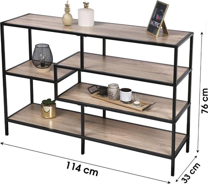 Produktbild Urban Living Regal schwarzes Metall mit Holz (114 x 33 x 76 cm)