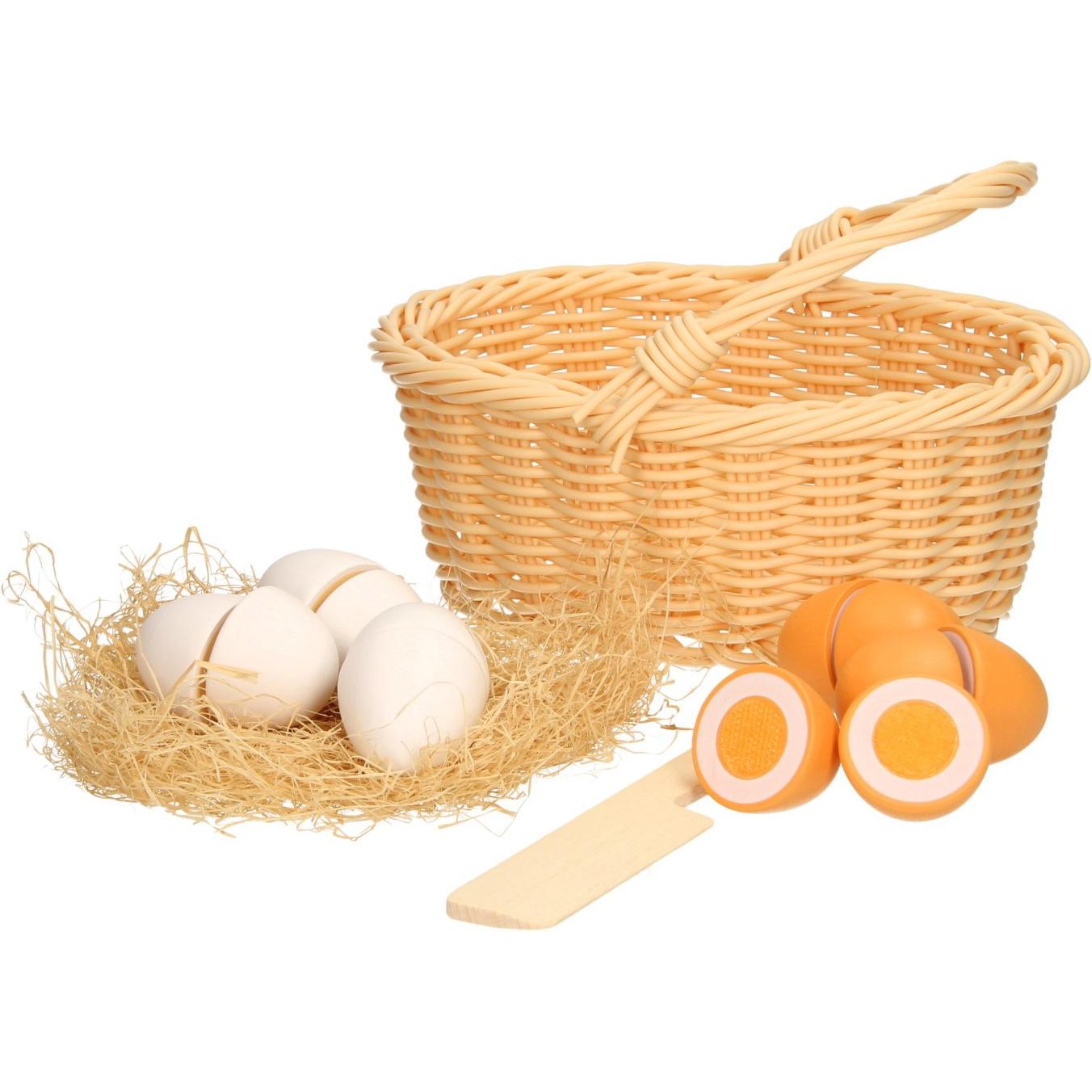 Schneiden Sie Eier Holz im Korb