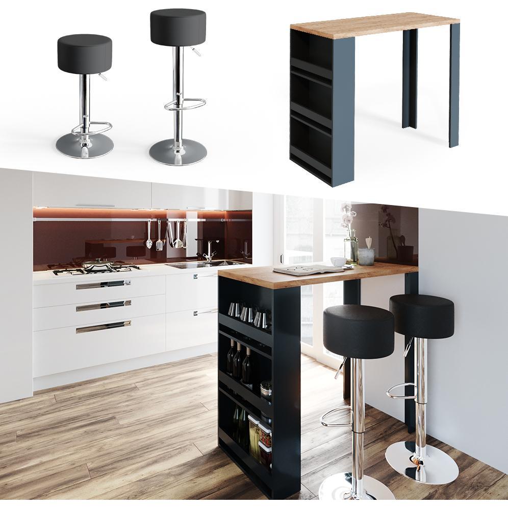 Thumbnail - Vicco, Bartisch, Bartisch-Set (117 x 57 x 106 cm)