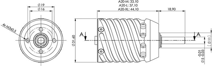 Actual product image Hacker A20-20 L Competition kv1022 brushless motor