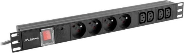 Image du produit Lanberg PDU-04E04I-0200-IEC-BK Unité de distribution d'alimentation (PDU) 1U noir 4 sorties CA