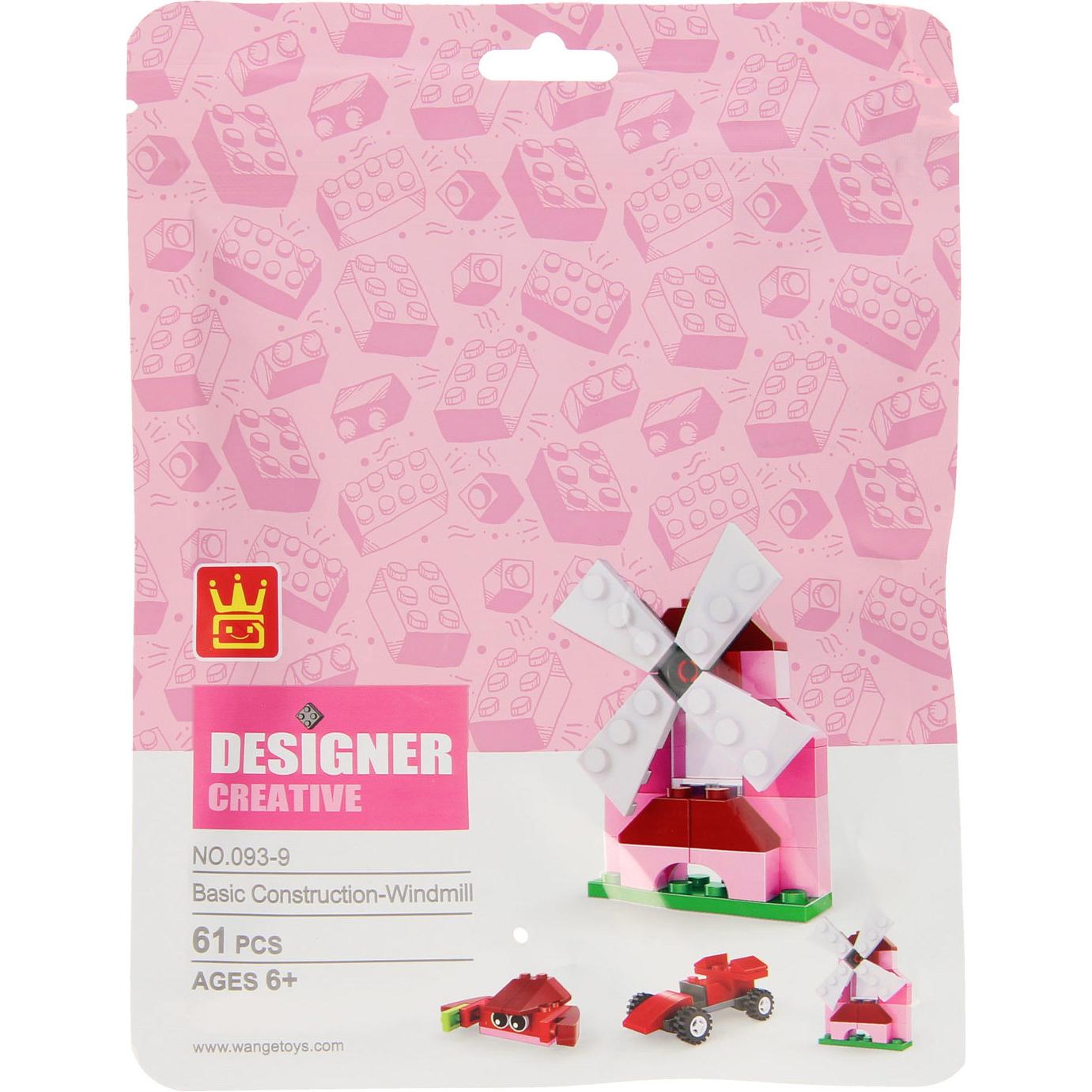 Wange Bausteine 3in1 Pink - Windmühle, Krabbe, Rennwagen, 61 Stk.