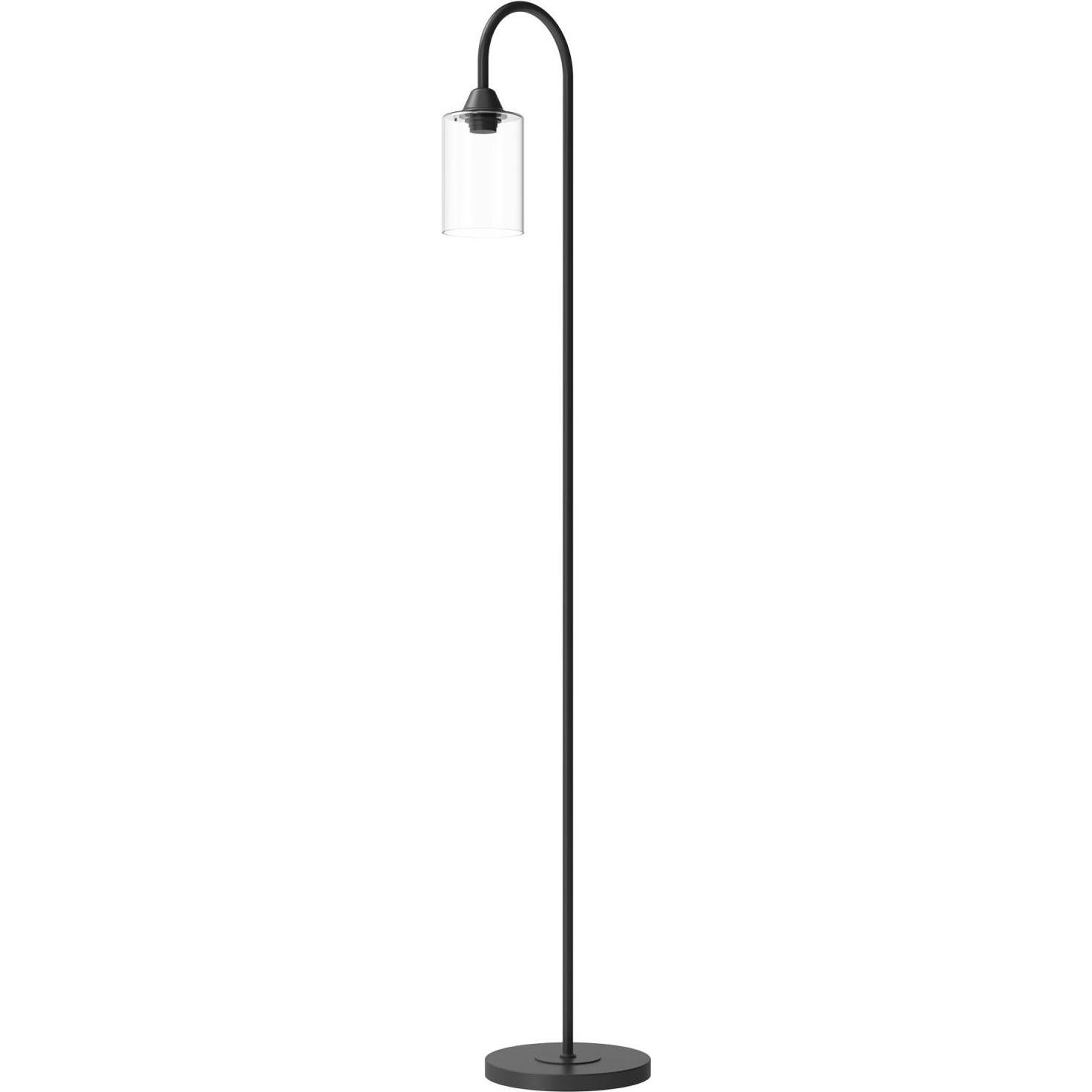 Emke, Stehlampe, Stehlampe Kyle, E27 Stehleuchte Glas Standleuchter mit Fussschalte, Schwarz (E27)