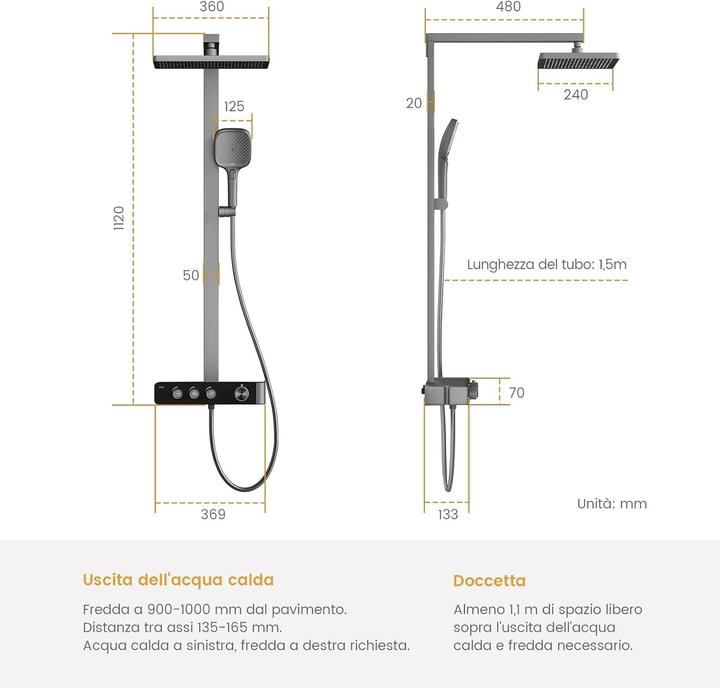 Actual product image Emke Thermostatic Shower Column