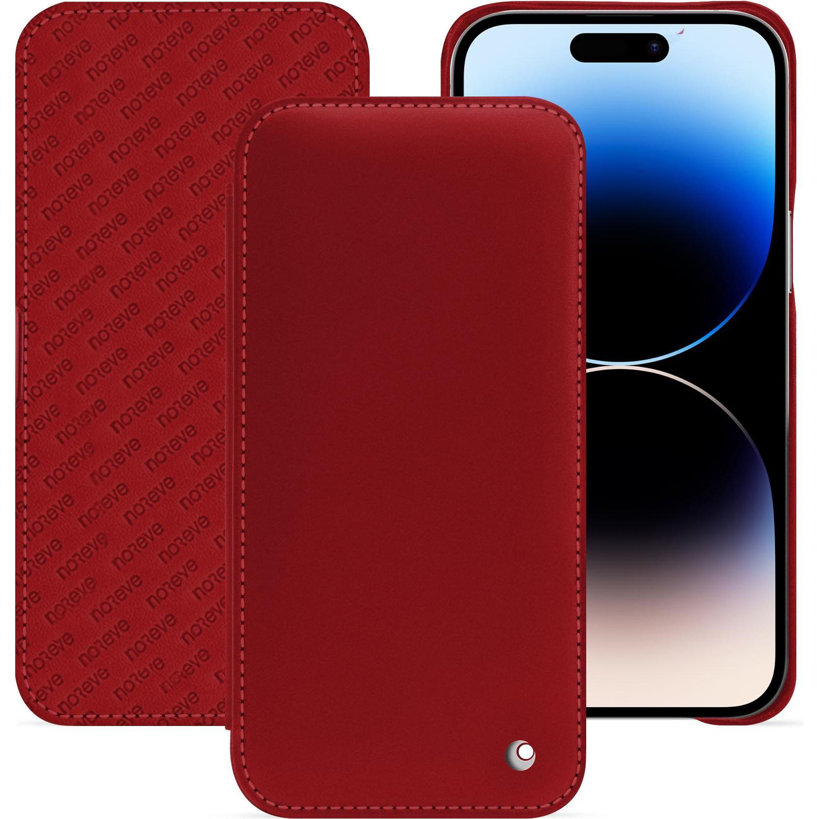 Noreve Lederschutzhülle horizontal (Apple iPhone 15 Pro Max), Smartphone Hülle, Rot