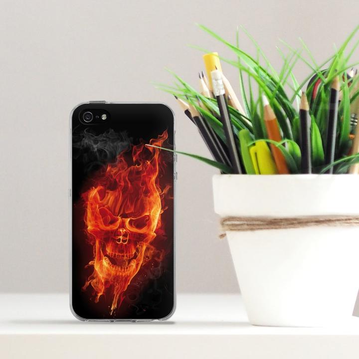 Actual product image DeinDesign Silikon Hülle für Apple iPhone 5s Handyhülle Case Smartphone Schutzhülle Feuer Schädel Totenkopf (Apple iPhone 5s)