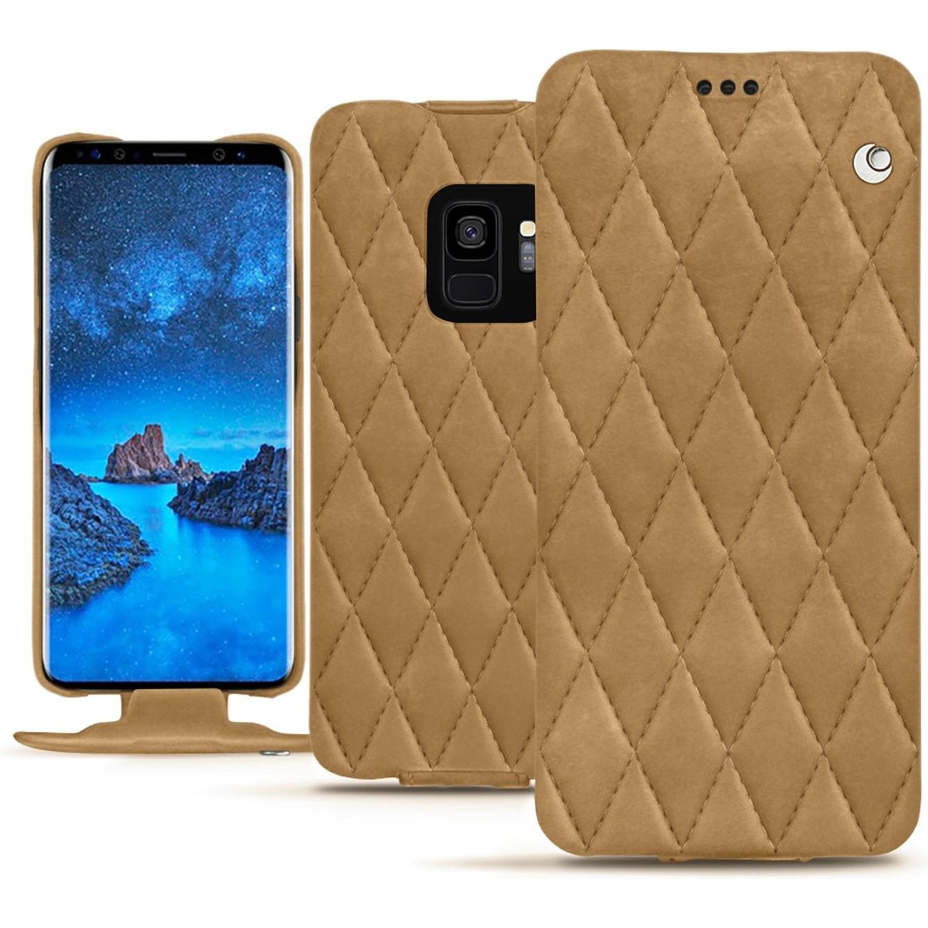 Noreve Lederschutzhülle vertikal (Samsung Galaxy S9), Smartphone Hülle, Braun