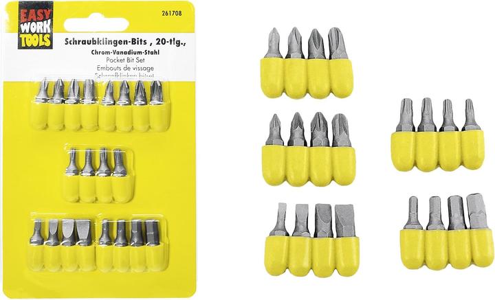 Actual product image Easy Work Schraubklingenbitsatz (3 - 4.5 - 6 - 7 mm, 4 x Philips size #0 - #1 - #2 - #3, 4 x Pozidrive size #0 - #1 - #2 - #3, 4 x star T10 - T15 - T20 - T25, 4 x hexagon 3 - 4 - 5 - 6 mm)