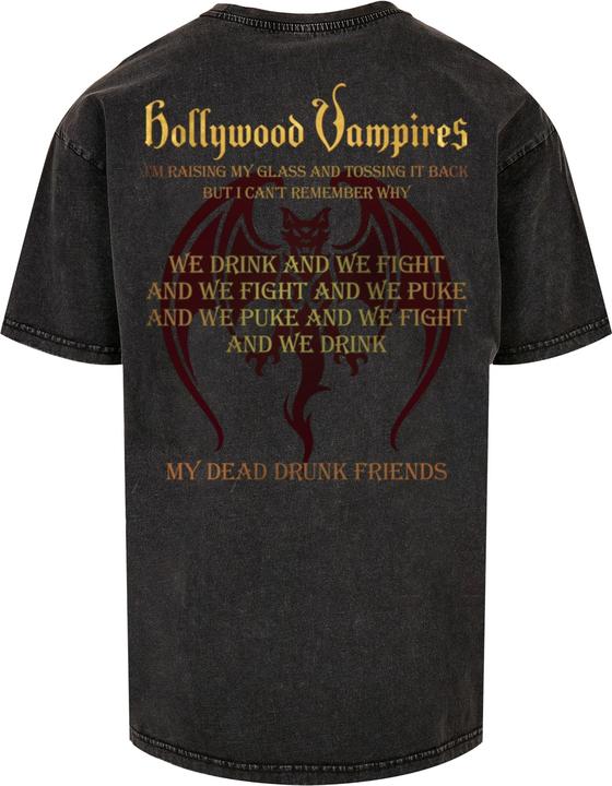 Produktbild Merchcode Hollywood Vampires - Drink Fight Puke Acid Washed Heavy Oversized Tee - 114619 (L)