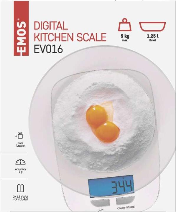 Productafbeelding Emos Digitale keukenweegschaal EV016 wit