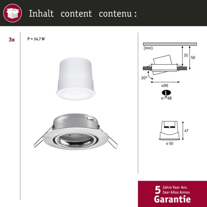Immagine prodotto Paulmann Set di basi per apparecchi da incasso (420 lm)