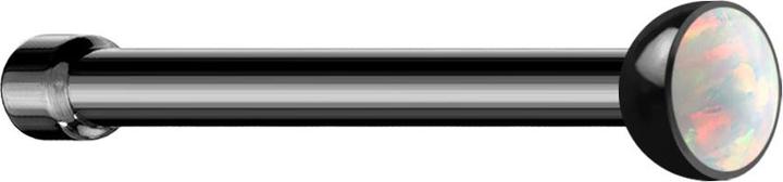 Produktbild Star Piercing Nasenstecker gerade schwarz mit Opal weiss (ohne Messing, Chirurgenstahl 316L)